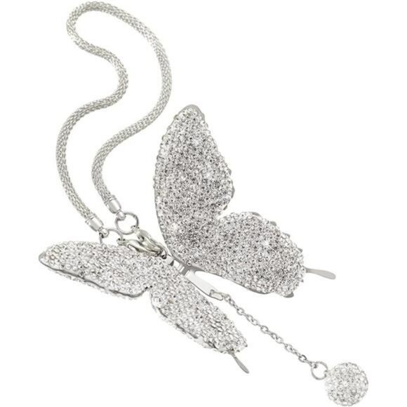 Butterfly Crystal Car Charm Bling Rear View Mirror Hanging Ornament Gift for Wom - Picture 6 of 8